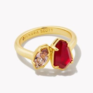 Alexandria Gold Cocktail Ring in Cranberry Mix